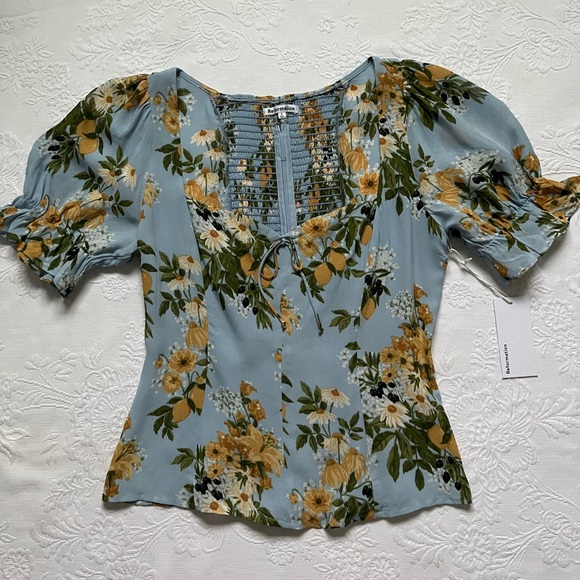 Reformation Blue Floral Blouse - Picture 14 of 16